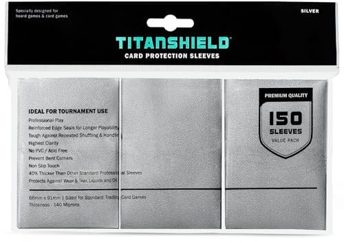 TitanShield Premium Silver 150 Sleeves Standard Size Board Game Trading Card Sleeves Deck Protector for Magic The Gathering MTG, Baseball Collection, Dropmix