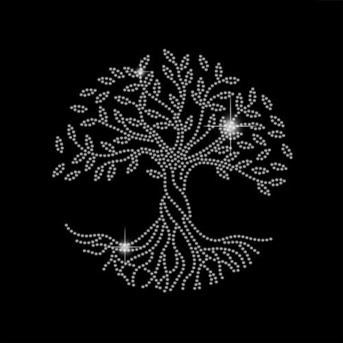 SUPERDANT Baum Des Lebens Strass Hotfix Zum Aufbügeln Baum Bügelbild Strass Zum Aufbügeln Der Pflanzen Des Lebens Stras Transfer Aufbügel Glitzernde Applikation Für T Shirts Hoodie Tasche Mantel