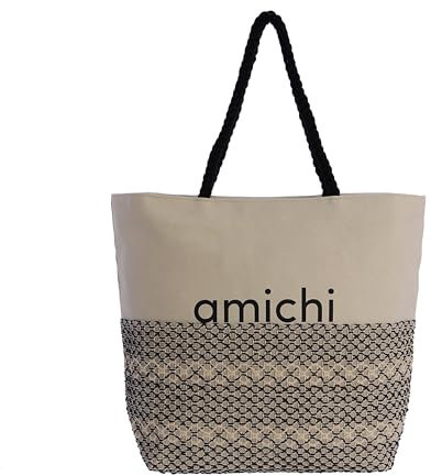 AMICHI - Bolso mujer - bolso playa mujer grande - playera mujer - bolso de verano - bolso playa rafia - bolsa playa - bolsa piscina - shopper playa - Ophelia