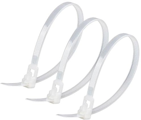 100Pcs 200mm x 5mm Reusable Cable Ties Heavy Duty Zip Ties for Cable Management, Indoor, Outdoor, Home, Garden, Office and DIY (White)
