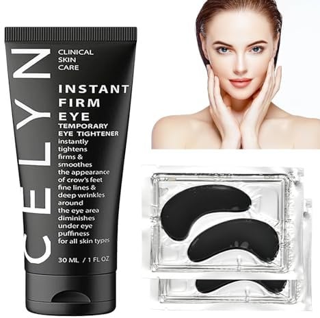 YiJiuBa Celyn Augencreme Set,Sofortiger Straffungseffekt für strahlende Augen,Augencreme gegen Augenringe & Schwellungen mit 2 Augenpads für Frauen