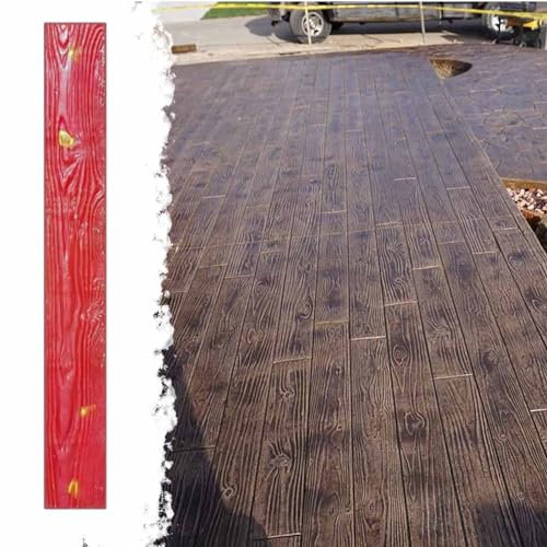 Moldes Hormigon Impreso Poliuretano Mat de Hormigón Estampas de Madera de Sello, Molde de Impronta de Cemento de Patrón de Textura Realista, Formas de Los Pisos de Cemento Rectangulares de 47.2 × 6(