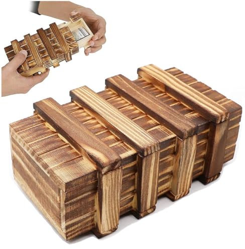 Keuyeo Geheime Puzzle-Box Aus Holz, 3D-rätselbox, geschenkbox 2 Großen Geheimfächern, Hölzerne Puzzle-Box Für Kinder Und Erwachsene
