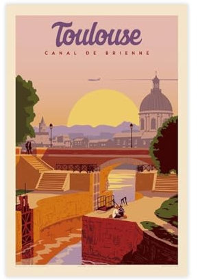 doegka Toulouse Canal de Brienne Vintage-Reiseposter, Leinwand, Poster, Schlafzimmer, Dekoration, Landschaft, Büro, Raumdekoration, Geschenk, 40 x 60 cm