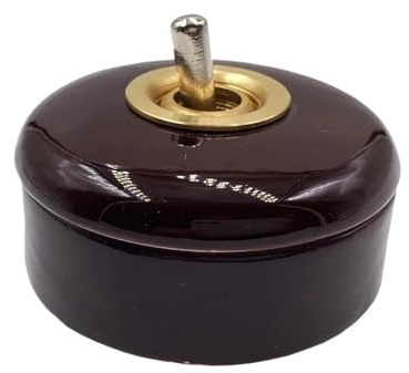 Wall Light Retro Ceramic Round Toggle Switch 2 Way Control For Home MQXFCZUX(Brown Switch 2 Way)
