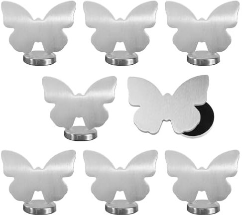 Augesak Lot de 8 poids de nappe magnétiques en forme de papillon - En acier inoxydable - Extra lourds - Pour rideaux, rideau de douche, tableau blanc, réfrigérateur