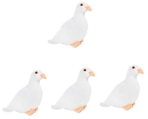 Vaguelly 4 Stück Taubenpuppe Cute Birds weiße tauben Taube plüschtier Tauben Plüschtier tauben Kuscheltier Plüsch Sittich Puppe ausgestopfte Taube Süße kleine Taube Plüschtaube PP Baumwolle