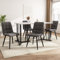 Ctastay Esstisch-Set mit 4 Stühlen 140x80 cm, Modern Essgruppe mit 4 Stühlen aus Samt, Küchen-Esstisch für Zuhause & Familie, Schwarz Metall Tischbeine + 4 Dunkelgrau Stühlen