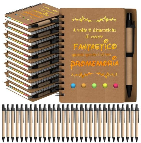 HochoLii Blocchi spiralati 60 pezzi, regali di ringraziamento Giornali ispiratori con penne di carta retrattili Blocco di incoraggiamento all'ingrosso per insegnante di scuola dipendente, Marrone