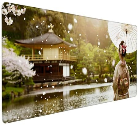 Extra Large Gaming Mouse Mat 800x400x3mm Oversize - XXL Mouse Pad - Desk Pad XXXL Extended – Mice Mat Pad For Precision and Speed - Non-Slip Rubber Base – For Mouse and Keyboard Japan woman I - 3