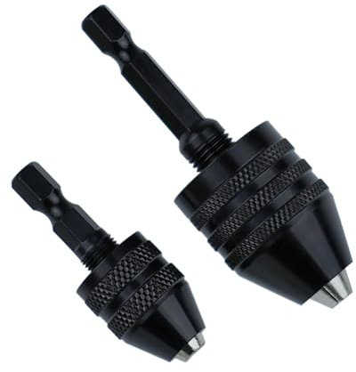 2Pcs Drill Chuck Bit 1/4 Inch Hex Shank Chuck Drill Bit Adapter Keyless Drill Chuck Conversion Tool 0.3-3.6 mm and 0.6-8 mm Quick Change Converter for Micro Drill Bit Mini Drill