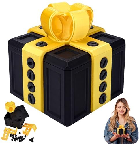 Nervige Geschenk Box, 3D-Gedruckte Geschenkbox mit Twist-Aufbewahrung und sortierten Farben Annoying Gift Box, Neuartige Geschenkbox für Ostern, Valentinstag, Geburtstage (Schwarz)