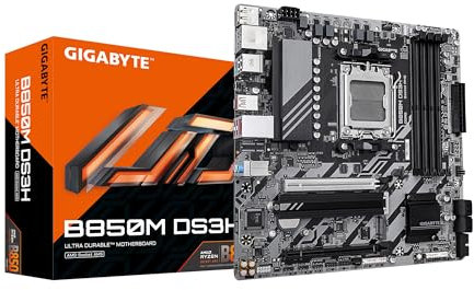GIGABYTE B850M DS3H AMD AM5 LGA 1718 Motherboard, mATX, DDR5, 2X M.2, PCIe 5.0, USB-C, 2.5GbE LAN, EZ-Latch, 5-Year Warranty