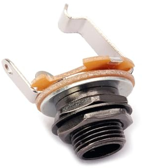 10 Pcs 1/4 Inch 6.35mm Mono Guitar Jack Socket Connector Black | Panel Mount Output Jack Replacement, Iron and Copper Plated Build, Nut and Washer Included