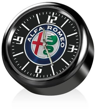 JxbJQQ Auto Klein Rund An Bord Quarz Uhr für Alfa Romeo Giulia Giulietta 159 156 MITO Stelvio 147 Sportiva, Mini Fahrzeug Armaturenbrett Uhr, Hohe Genauigkeit Armaturenbrett Verzierung