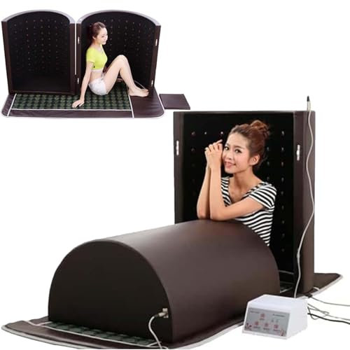 Far Infrared Sauna Dome, 5 Minute Preheat,Portable Dry Sauna,Home Sauna with Therapeutic Stones Heated Mat, Infrared Saunas for Home,Brown
