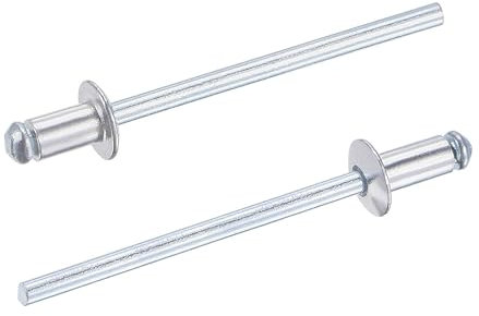 TA-VIGOR 60Pcs 3.2mm x 5mm Aluminium Blind Rivets, Open End Pop Rivets with Dome Head, Heavy Duty Pull Rivet for Metal Wood Plastic, Indoor Outdoor Fixings