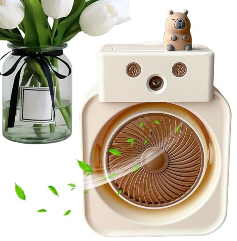 Desktop Fan, 6.02 inch 3 Speed Spray Hydration Air Cooler for Indoor Cooling, Compact Size With USB Charging, Humidifier Fan For Kitchen Bathroom Truck,Car, Beach, Camping, Greenhouse