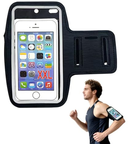 GNALIA Brazalete Móvil Running, Color Negro, Con Bolsillo Para Airpods, Compatible Con Iphone Y Samsung Galaxy, Hasta 7 Pulgadas, 1 Unidad