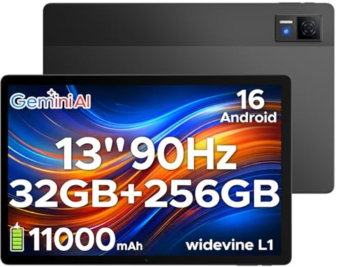 DOOGEE U13 (2026) 13 Inch Tablet, Newest Android 16 Tablet with Gemini AI, 32GB+256GB/2TB, 11000mAh, 2.2GHz Octa-Core Gaming Tablets, Quad Speakers | Netflix | 5G WiFi Android Tablets, 4-Year Warranty