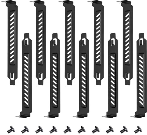 HAPPOW 10 Stück PCI Slot Abdeckung, Schwarz mit 10 Schrauben, Rückwände für Computergehäuse aus Eisen, Belüftung und Staubschutz, Kompatibel mit den Meisten Desktop-Gehäusen