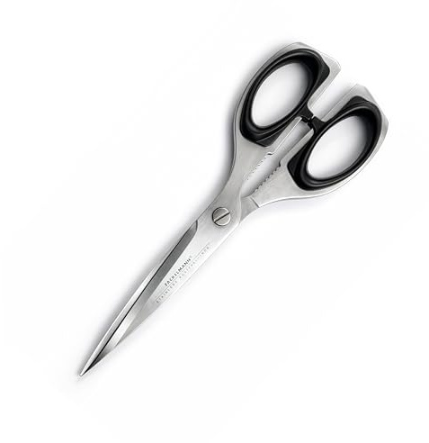 Fackelmann Tijeras de Cocina Multiusos, Tijeras Universales, Tijera Enteriza, Tijera de Cocina Profesional de Acero Inoxidable, mango Ergonómico Antideslizante, Color Negro, 21cm, 1ud