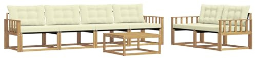 vidaXL Outdoor-Sofagarnitur 7 pcs Weiß und Creme 79 x 79 x 37 cm, Garten, modernes Outdoor-Sofa, Terrassen-Lounge-Set, Bequeme Sitzmöbel für gemütliche Abende