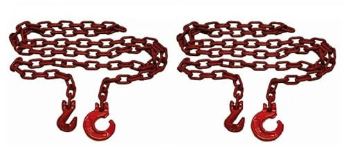 Chaîne forestière et arrière de 2 + 3 m - 8 mm - Carré avec crochet à boucle et crochet parallèle - Dimensions : 8 x 24 mm - Charge de rupture : 9 000 daN/9 t.