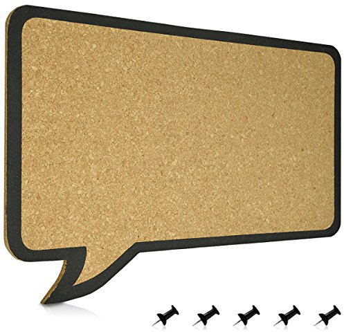 Navaris Kork Pinwand Memoboard Tafel - 44 x 29 cm Pin Board Korkwand - Pinnwand im Sprechblase Design - Korktafel Memo Wand inkl. 5 Pins - Korkpinwand