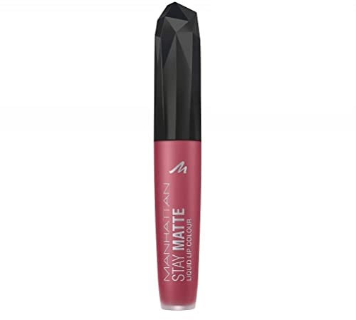 Manhattan Stay Matte Liquid Lip Colour, Matter, wisch- und wasserfester Lippenstift für langanhaltende Farbintensität, Farbe Central Pink 310, 1 x 5,5ml