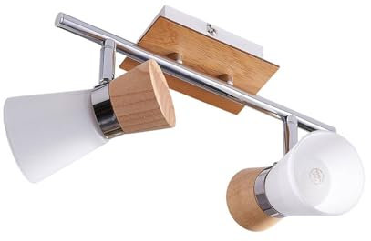 Lindby Deckenlampe Glas, Metall, Holz, Deckenstrahler schwenkbar & drehbar, 2x E14 max. 40W, ohne Leuchtmittel, Deckenspot, Spot, Strahler