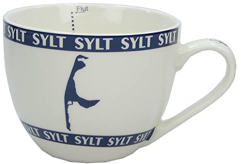 osters muschel-sammler-shop 1 Jumbo Kaffeebecher/Teebecher/blau-Weiss/Syltmotiv mit EBBE und Flut/Motiv Sylt/Sylter Becher/Strandtasse-Becher/Sylt - Geschenk-Artikel