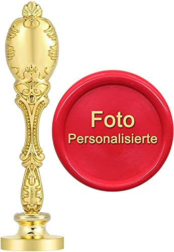 Mogokoyo Customized Kundenspezifische Gravur Wachs Siegelstempel Stempel mit Metall Griff Vintage Retro Siegel Personalisierte Segen Gold (Schwarz-Weiß Bild Kundenspezifische)