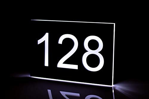 Beleuchtete Hausnummer mit LED Ultraflach versch. Größen | Schwarz satiniert/matt | Designer Hausnummern von CHRISCK design (30x20cm)