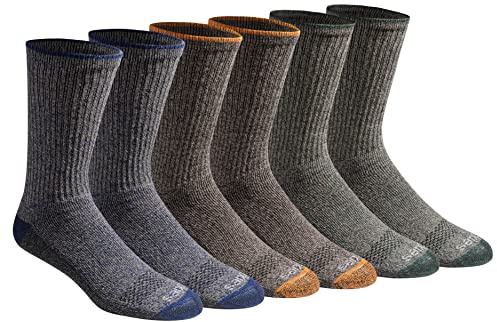 Dickies Men's Dri-Tech Original Moisture Control Crew Socks, Available in M-XXL (6, 12, 18 Pairs), Heathered Colors (6 Pairs), Large