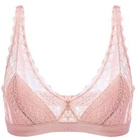 SilRiver Silk Women's Lace Wireless Bralette with Soft Silk Cup Light Padded Bra (Large, Dusty Rose)