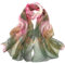 Dancila Foulard En Soie Pour Femmes - Floral Imprimé Mousseline De Soie Écharpe Wrap 155 * 50cm - Châles Tube (Mixte Vert/Rouge)