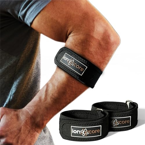 ionocore® fascia epicondilite gomito - Tutore gomito del golfista con cuscinetto a compressione mirata e chiusura completamente regolabile - Fascia di supporto per l’avambraccio