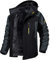 MAGCOMSEN Skijacke Herren Warm Fleece Trekking Jacke Winter Berg Jacke Camping Wanderjacke Herren Trekkingjacke Outdoor Kapuzenjacke für Camping Sports Schwarz-Grau S