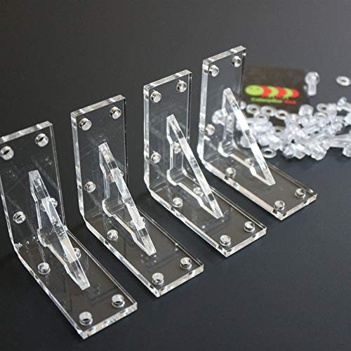 4 x V4-5mm, Verstärkung, transparente L-Winkel aus poliertem -Acryl + 40 x M5-Schrauben, Transparente rechtwinklige Halterung, Eckhalterung,