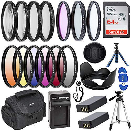 Ultimaxx Nikon COOLPIX P950 Accessory Bundle with 64GB SDXC Memory Card, Macro Close-Up Set, Tripod, Filter Kit, Lens Hood, Bag