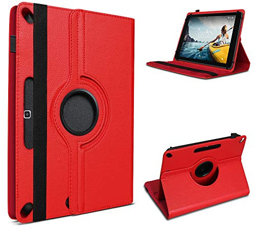 Tablet Hülle kompatibel mit Medion Lifetab E10421 E10420 E10440 Schutzhülle Kunstleder mit Standfunktion 360° Drehbar Cover Schutz Case, Farben:Rot