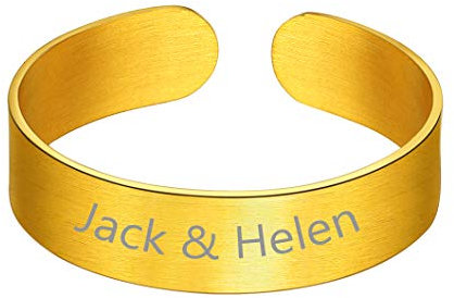 Richsteel 5mm breit Bandring Einstellbarer Ring Offener Bandring mit Gravur für herren Damen