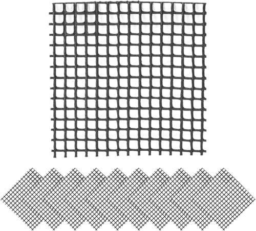 Jenngaoo Almohadilla de Malla para Macetas - 10 Uds. de Plástico Negro, Alfombrilla de Rejilla Inferior para Bonsái y Drenaje de Jardín (Squares 5x5cm)