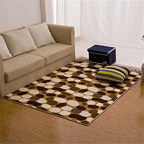 AU-OZNER Wohnzimmer Teppich,Gelber Teppichboden, Kopfsteinpflaster-Muster ist leicht, um den vakuumfreien antistatischen Balkon moderner Teppich rasenteppich zu saugen-Gelb_50x80cm