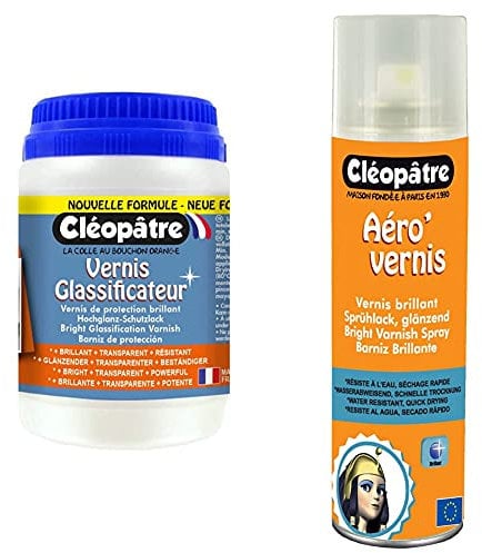 Cléopâtre - LCC3-250 - Vernis glassificateur - Pot 250 g & AVB250 - Aéro'Vernis - Aérosol de Vernis Brillant - 250 ml 21 x 16 x 18 cm transparent
