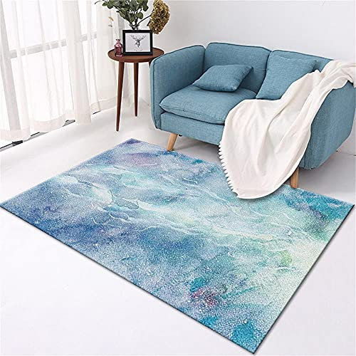 RUGMRZ Auslegware Teppichboden Teppich Badezimmer Blauer Schlafzimmer-Esszimmerteppich rechteckig modern kann angepasst Werden 80X120CM Fleckerlteppich