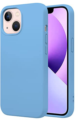 TBOC Cover Compatibile con iPhone 13 Mini [5.4] Custodia Rígida [Azzurro] Silicone Liquido [Sensazione Morbida] Fodera Interna Microfibra [Protegge Fotocamera] Antiscivole Resistente Graffi