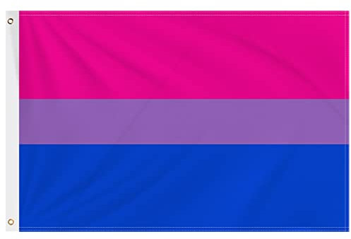 Bi Flagge,Bisexual Flag,GeeRic 150 * 90cm Bisexual Flag LGBTQ2S Pride Month Banner 2 Ösen Lebendige Farbe UV-beständige Flagge für Party/Paraden/Karnevalsdekorationen im Innen- und Außenbereich