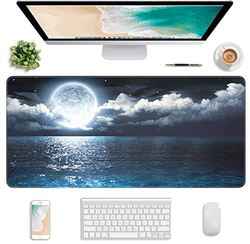 Atufsuat Tapis de souris de jeu étendu, grand tapis de souris XXL 77 x 36 cm, pour clavier d'ordinateur, sous-main imperméable avec bords cousus et fond antidérapant pour femmes au bureau